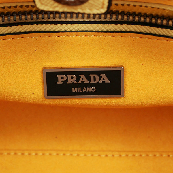 2014 Prada glace leather nubuck tote bag BN2618 yellow&rose